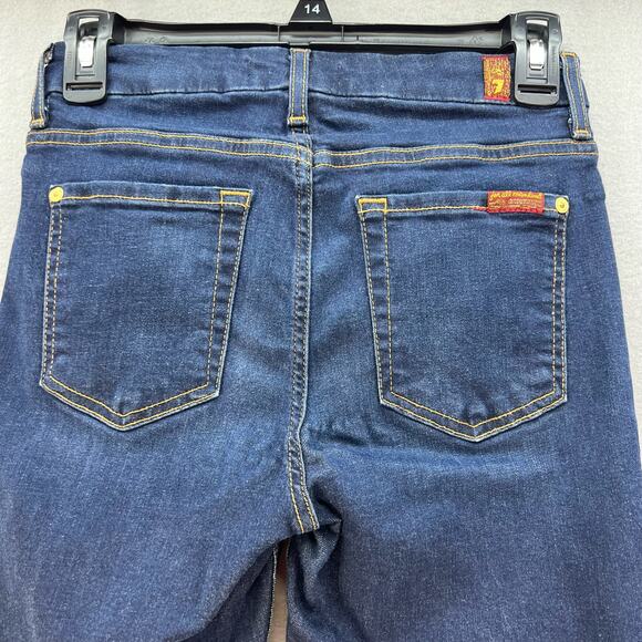 7 For All Mankind Jean Women's 25 (2) Dark Blue The High Waist Ankle Skinny - Picture 4 of 16